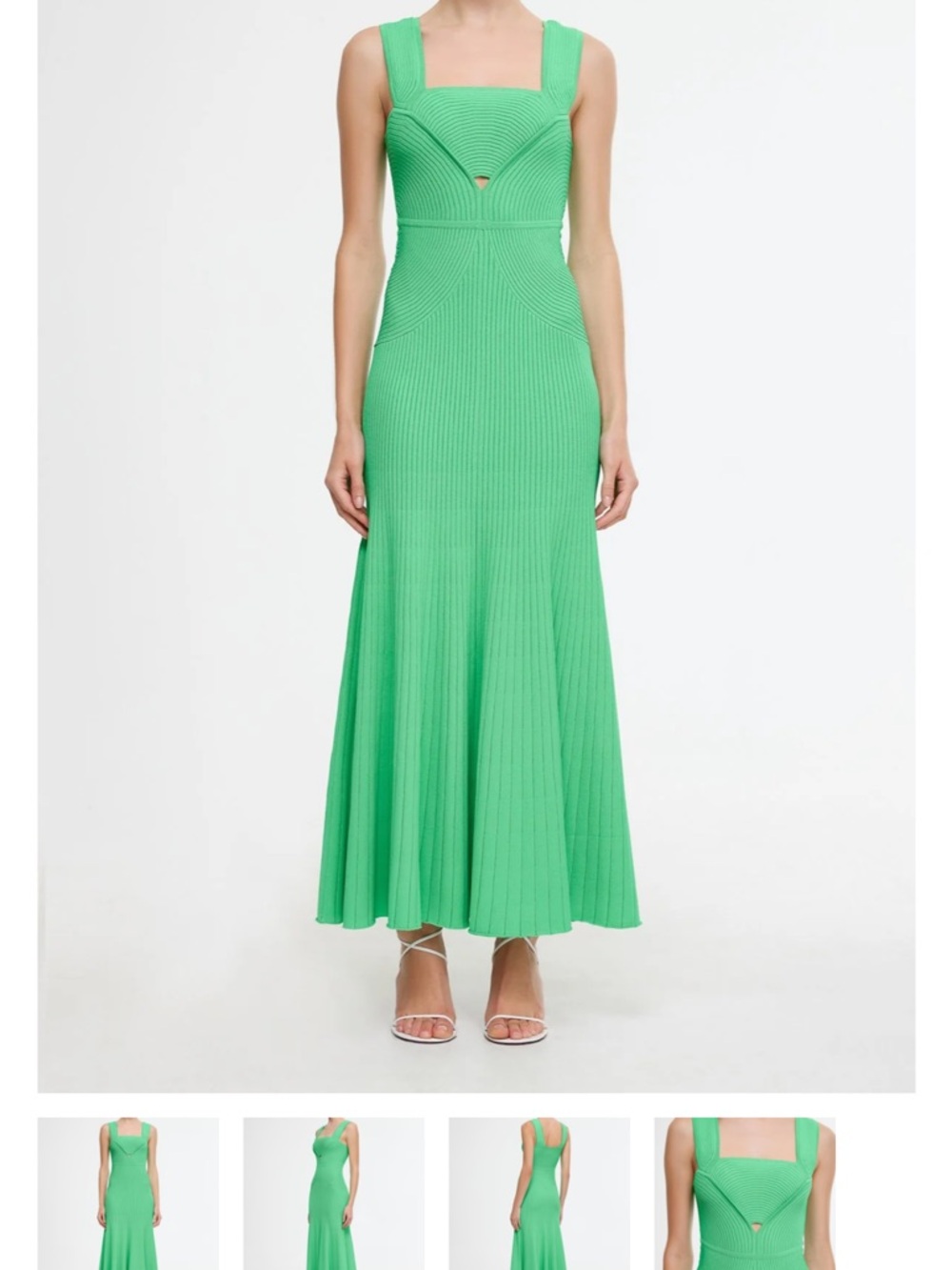 Acler Bright Green Ribbed Knit Maxi Dress
